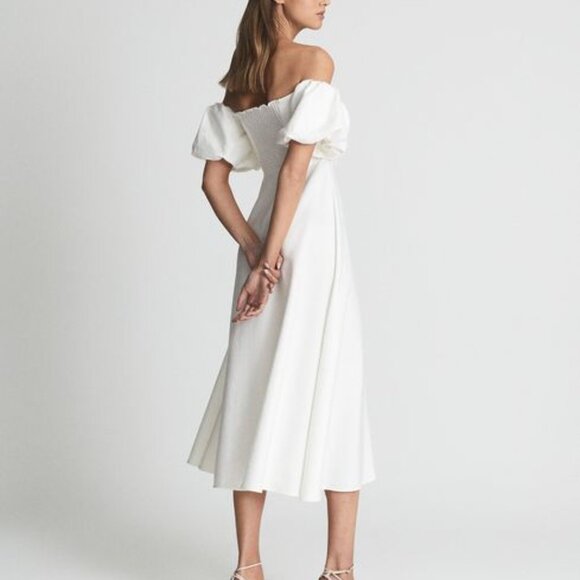 Shona Puff Sleeve Off Shoulder Midi Dress - No bundle - Picture 1 of 7